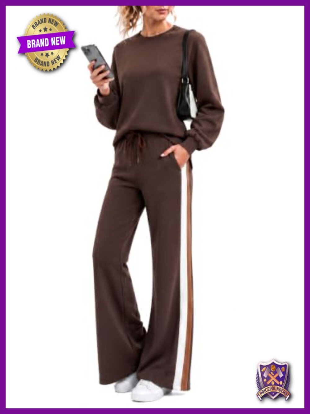 Two Piece Lounge Set Long Sleeve Wide Leg Pants Matching Sweatsuit